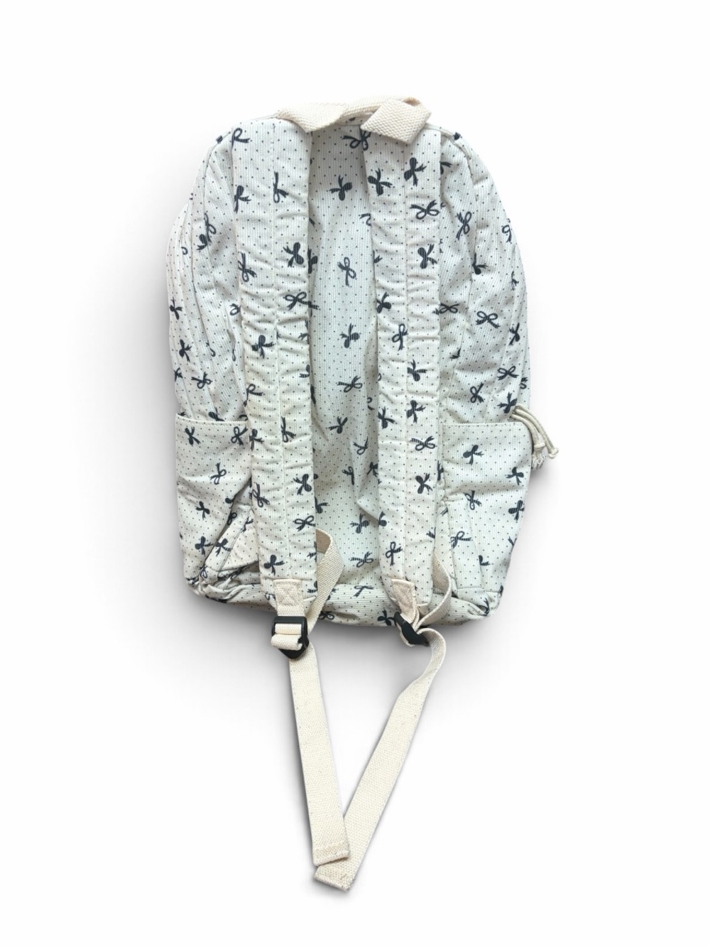 Canvas Bow Pattern Backpack - Cream - Picture 2 of 5
